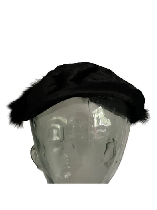 Vintage 40s 50s Black Velvet Burlesque Cocktail Sculpted Headband Half Hat